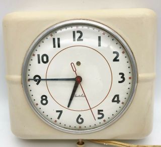 Vintage Westclox Ivory Belfast Kitchen Wall Clock Electric Mcm A124