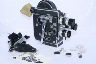 Bolex H8 Reflex 8mm Movie Camera With 3 Kern C - Mount Lenses With Preset Aperture