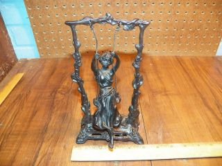 Vintage Bronze Figurine - Woman On A Swing