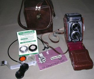 Rolleiflex T Camera 75mm Tessar Lens Protective Case Franke Heidecke Rollei F&h