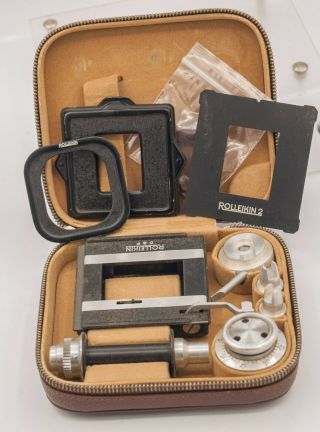 Complete - Rollei Rolleiflex Cord 3.  5 2.  8 Rolleikin Tlr Camera 35mm Film Adapter