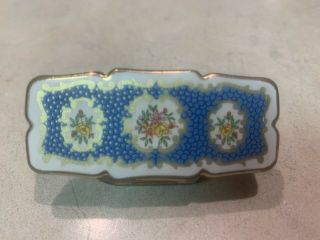 Vintage Stratton Of England Compact Lipstick Mirror Holder - Blue Floral