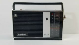 Vtg 1960s Sony Solid State Portable 9 Transistor Radio Fm/am 6f - 21w - Japan