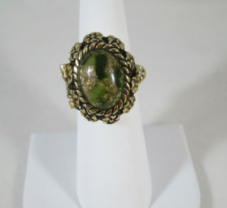 Vintage Sarah Coventry Green / Gold Poison Perfume Ring