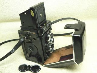 Yashica Mat 124g Tlr 120 Film Camera W/ Leather Case, .  Medium Format.  Exc