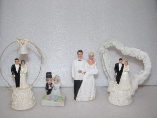 3 Vintage Chalk/COMPO Bride & Groom Wedding Cake Topper,  SM BISQUE 2