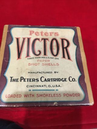 Vintage Peters Victor 12 Ga Ammo Box Empty