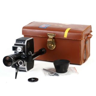 • Bolex Paillard 8mm Movie Camera W/ Berthiot Pan - Cinor 8 - 40mm F1.  9 Lens,  Case