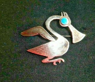 Vintage Laffi Peru Sterling Silver Enamel Bird Pin/brooch