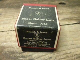 Vintage Bausch & Lomb Baltar Camera Lens 35mm F/2.  0