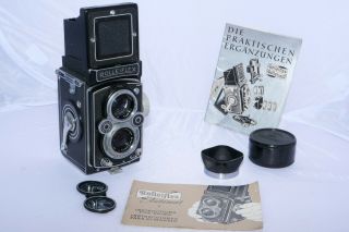 Rolleiflex Automat Mx 6x6cm Tlr Camera With 75mm F3.  5 Xenar Lens.  Lens Cap,  Hood