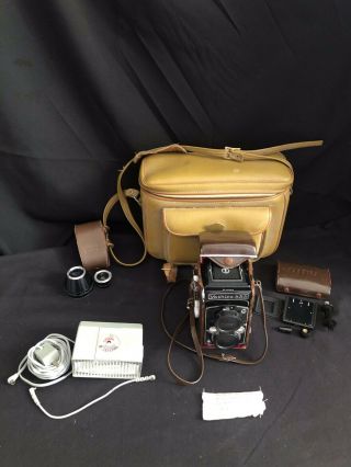 Vintage Yashica 635 Twin Lens 80mm Camera W/ Case & Many