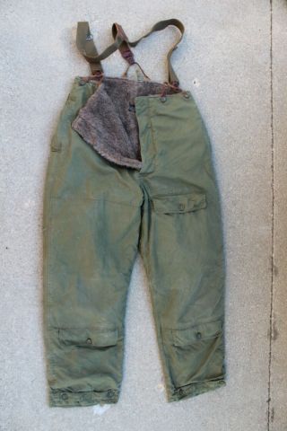 Vtg Wwii Us Army Air Force Type A - 10 Lined Flight Pants W/suspenders 34 Waist