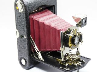 Kodak 3 Mod H Folding Pocket Camera Red Bellows Rr Lens C:1914 - 5 5326