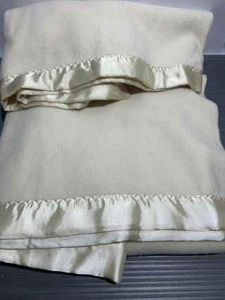 Vtg Fieldcrest Acrylic Full Blanket Peach Glo Nylon Binding Queen Loom Woven 2