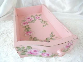 Sweet Chic Pink Drawer Roses Shelf Bydas Hp Hand Painted Shabby Vintage Cottage