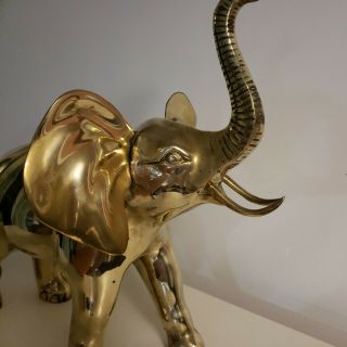 MCM Vintage Brass African Elephant Statue Figurine Sculpture Art LARGE Gold 14.  5 3