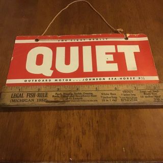 Vintage Johnson Outboard Motor Cardboard “quiet” Hanging Sign