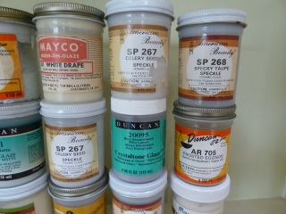 24,  4 oz jars vintage Duncan,  Mayco,  & American Beauty ceramic glazes 3