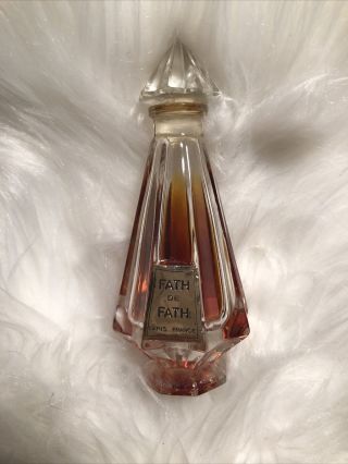 Vintage Fath De Fath Perfume Jacques Fath Glass Bottle W/ Glass Stopper