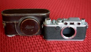 1954 Leica Iif Red Dial 1/1000 Film Exc.  Orig Leather Case
