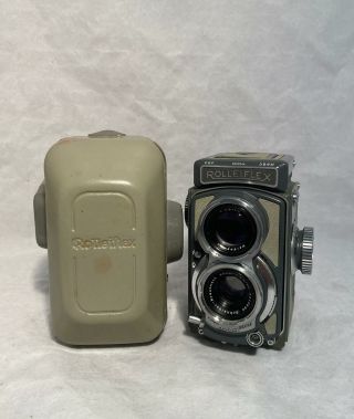 Rolleiflex Grey Baby Tlr Twin Lens Camera W/ Case C1957
