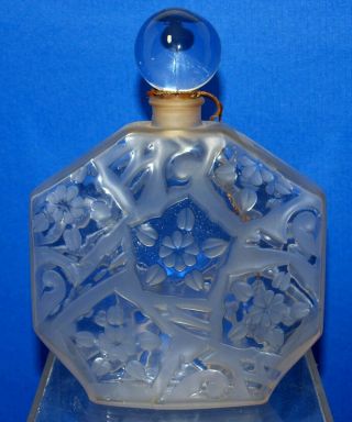 Vintage J.  C.  Brosseau " Ombre Rose " Frosted Flowers French Perfume Bottle