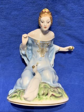 Vintage Rosenthal Porcelain Princess & Golden Goose Egg Figurine Repaired