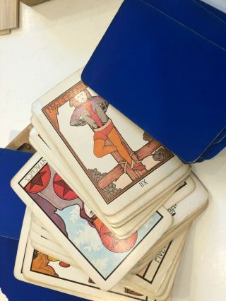 Vintage Deck Of Tarot Cards With Wooden Box,  5 " X 3 1/2 "