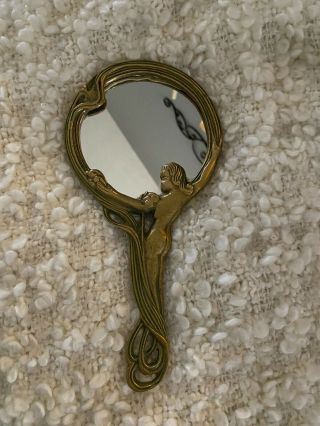 Vintage Brass Handheld Mirror