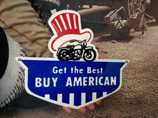 Old Vintage American Motorcycle Porcelain Heavy Metal Sign Gas Oil Gasoline