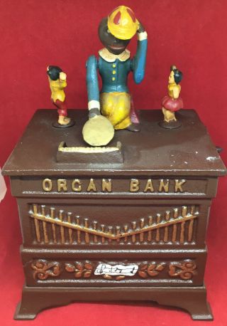 Vintage Organ Bank Cast Iron Reproduced The Book Of Knowledge 1882