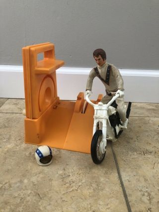Vintage 1973 Ideal Evel Knievel Stunt Cycle Figure Owner Does Not Work