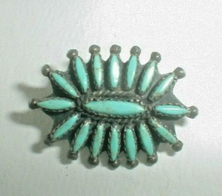 Old Zuni Vintage Sterling Silver Turquoise Multi Blue Gem Oval Caviar Point Pin