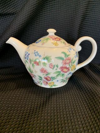 Vintage Laura Ashley Hazelbury Porcelain Teapot In The Floral Chinz Pattern