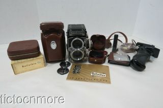 Vintage Rolllei F&h Grouping Rolleiflex 2.  8 C Camera 1:2.  8/80 Rolleikin W/ Box
