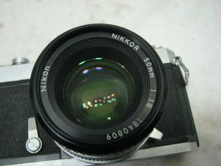 Vintage Nikon Nikkormat FT 35mm SLR Film Camera Body w/50m - 1.  8 Lens 3
