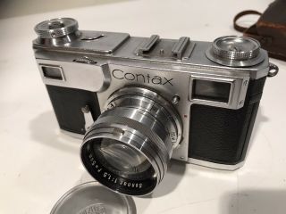 Vintage CONTAX Ikon II Camera w/ Carl Zeiss Jena 2 Sonnar 5 cm F/1.  5 Lens & Case 5