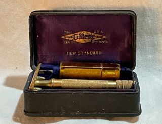 Gold - Plated Gillette Old Type Single Ring Razor In Standard Case