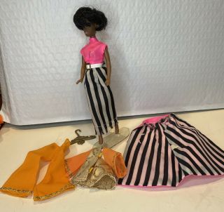 Vintage 1970s Topper Dawn Doll Black With Short Hair,  Bell Bottom Outfit