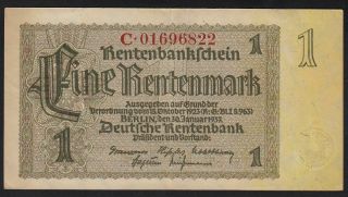 1937 1 Rentenmark Germany Vintage Nazi Old Money Banknote 3rd Reich Currency Xf