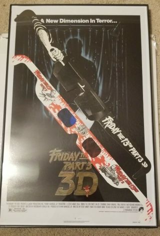 Vintage Friday The 13th Part 3 3d Glasses Framed Jason Voorhees