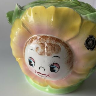 Vintage PY Anthropomorphic Flower Cookie Jar Hand Painted Coronet Japan 3