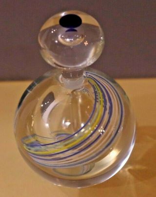 Dansk Cobalt Blue Art Glass Perfume Bottle With Glass Stopper 4.  25 "