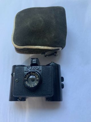 Vintage Sida Optik Miniature Bakelit Camera In Case Wear & Age