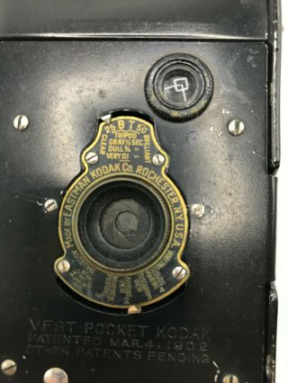 Folding Vest Pocket Kodak Camera with Case - Patent MAR 4.  1902 Antique (CT) 2