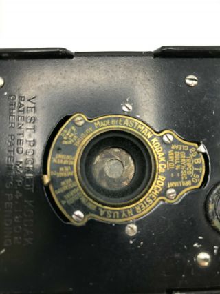 Folding Vest Pocket Kodak Camera with Case - Patent MAR 4.  1902 Antique (CT) 3
