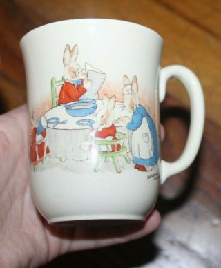 Vintage Easter Royal Doulton Barbara Vernon Bunnykins Ceramic Cup Rabbit Family