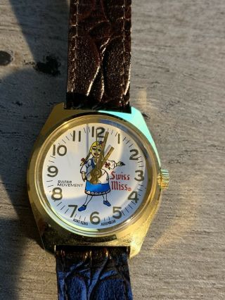 Vintage Swiss Miss Chocolate Wind - Up Advertising Wristwatch 3