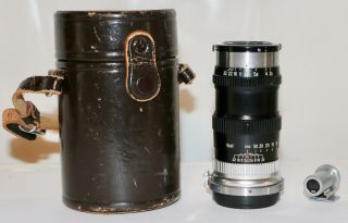 Nikon Rangefinder Black Nikkor Q C 13.  5cm F/3.  5 & Caps & Viewfinder
